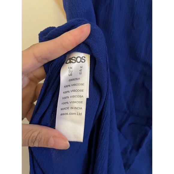 ASOS Maxi Skirt Women's 10 High Rise Cobalt Blue Slit Lined SIde ZIp - Picture 6 of 7